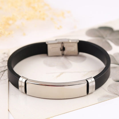 Simple Style Geometric Solid Color 304 Stainless Steel Silica Gel Wholesale Bangle