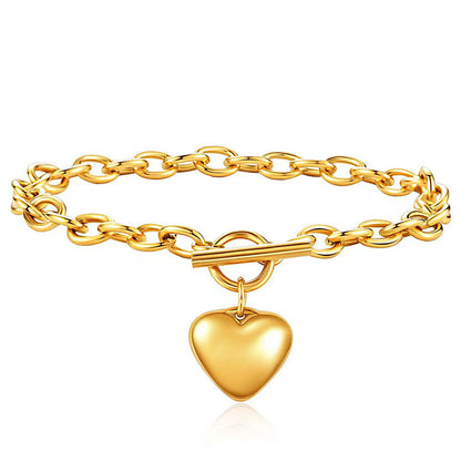 Wholesale Jewelry Simple Style Classic Style Heart Shape Titanium Steel Plating Bracelets Earrings Necklace