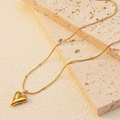 Wholesale Jewelry French Style Simple Style Commute Heart Shape 304 Stainless Steel 18K Gold Plated Pendant Necklace