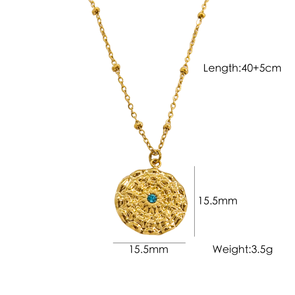 Wholesale Jewelry IG Style Elegant Classic Style Pentagram Round Shell 304 Stainless Steel Natural Stone Rhinestones Shell 14K Gold Plated Beaded Polishing Inlay Rings Necklace