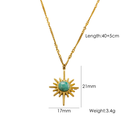 Wholesale Jewelry IG Style Elegant Pentagram Round Shell 304 Stainless Steel Natural Stone Rhinestones Shell 14K Gold Plated Beaded Polishing Inlay Rings Necklace