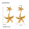 Wholesale Jewelry Casual Beach Classic Style Starfish Shell 304 Stainless Steel 18K Gold Plated Rings Earrings