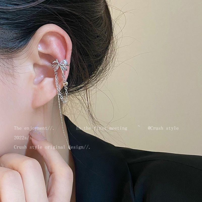 1 Piece 1 Set IG Style Sweet U Shape Star Heart Shape Chain Inlay Alloy Zircon Ear Cuffs