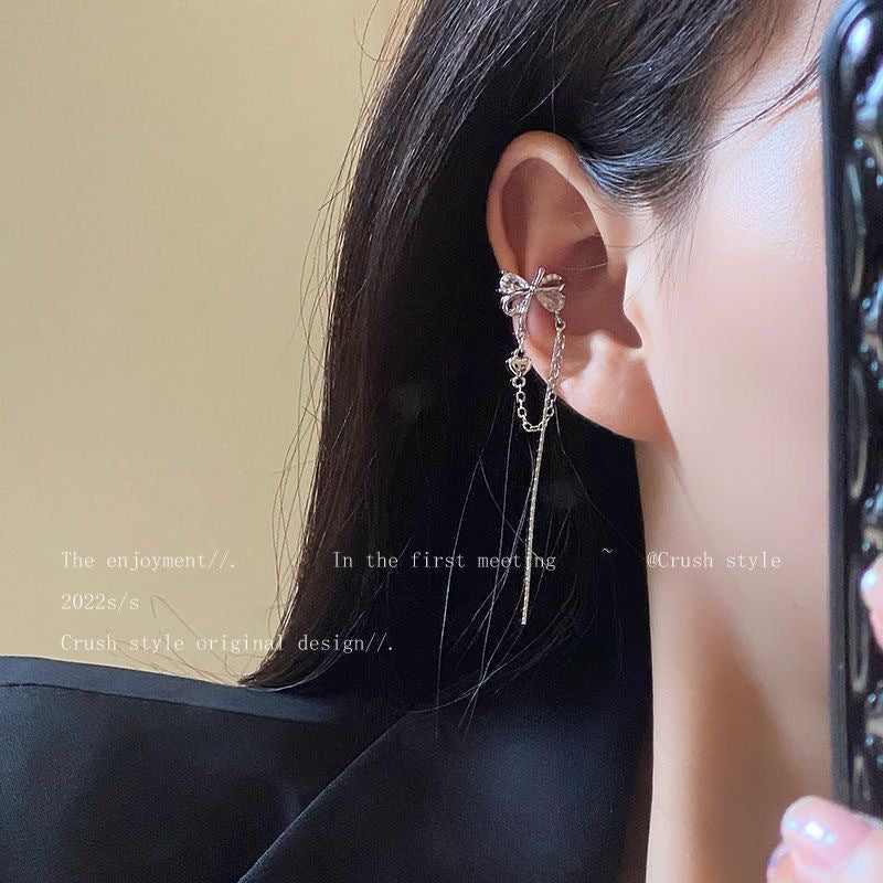 1 Piece 1 Set IG Style Sweet U Shape Star Heart Shape Chain Inlay Alloy Zircon Ear Cuffs