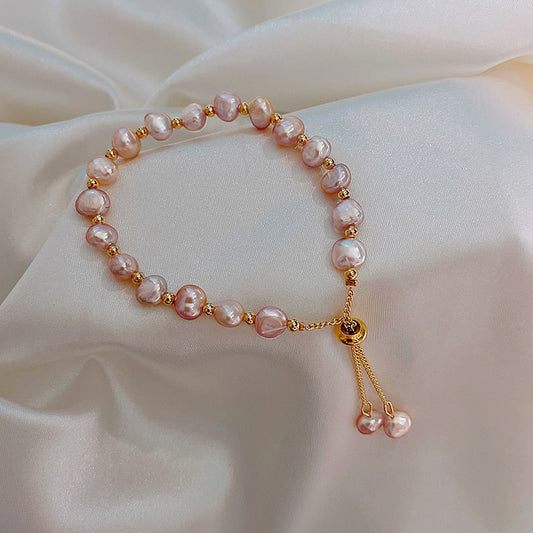 Fashion Round Alloy Pearl Beaded Bracelets 1 Piece