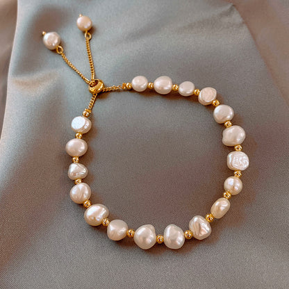 Fashion Round Alloy Pearl Beaded Bracelets 1 Piece