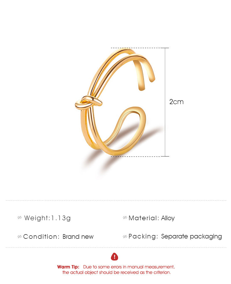 New Simple Knotted Minimalist Opening Adjustable Bow Ring Wholesale Gooddiy