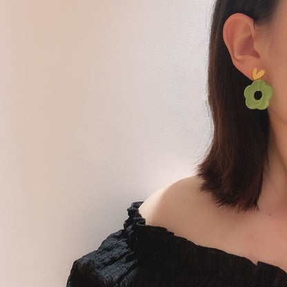 Cute Fashion Simple Style Flower Arylic Flowers Hollow Out Acrylic Earrings