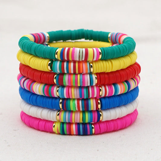 Bohemian Contrast Color Soft Ceramic Elastic Rope Bracelet