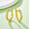 18K Gold Plated Inlay Round Moissanite Earrings