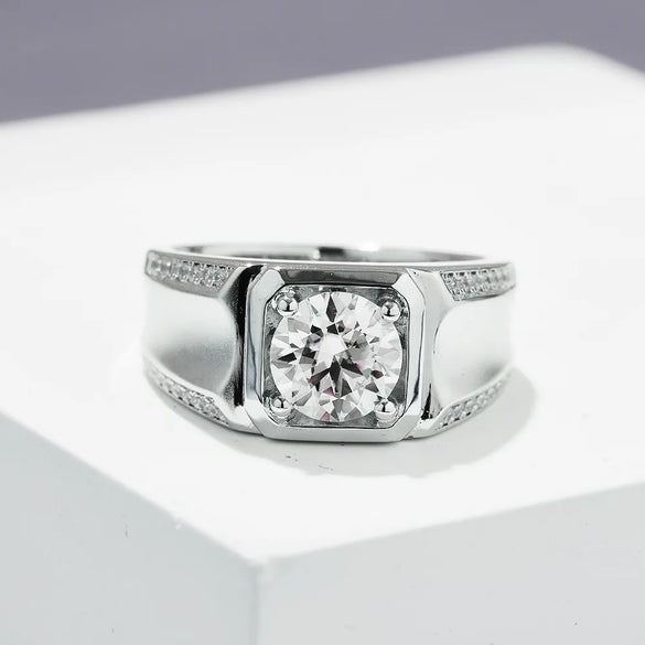 18K Gold Plated Inlay Round Moissanite Rings