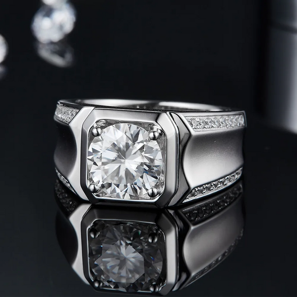 18K Gold Plated Inlay Round Moissanite Rings