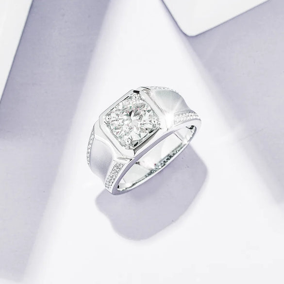 18K Gold Plated Inlay Round Moissanite Rings