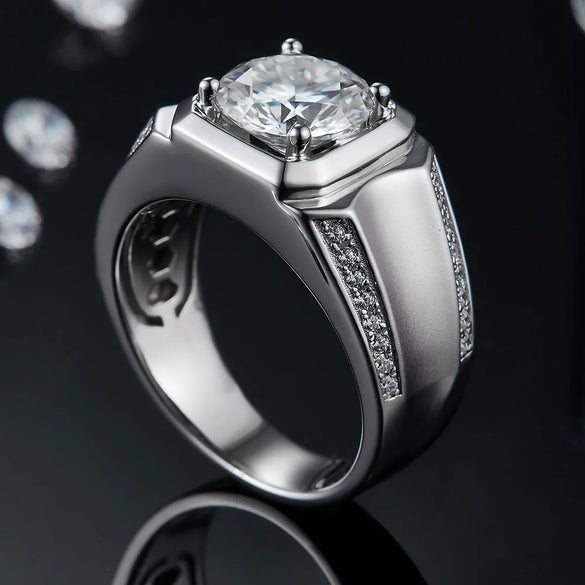18K Gold Plated Inlay Round Moissanite Rings