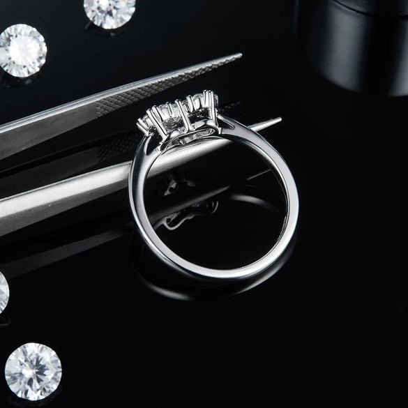 18K Gold Plated Plating Diamond Round Moissanite Rings