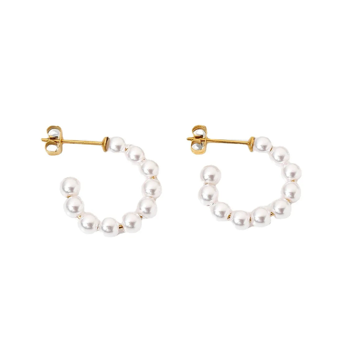 18k Gold-plated Stainless Steel Pearl C-shaped Earrings Wholesale Gooddiy