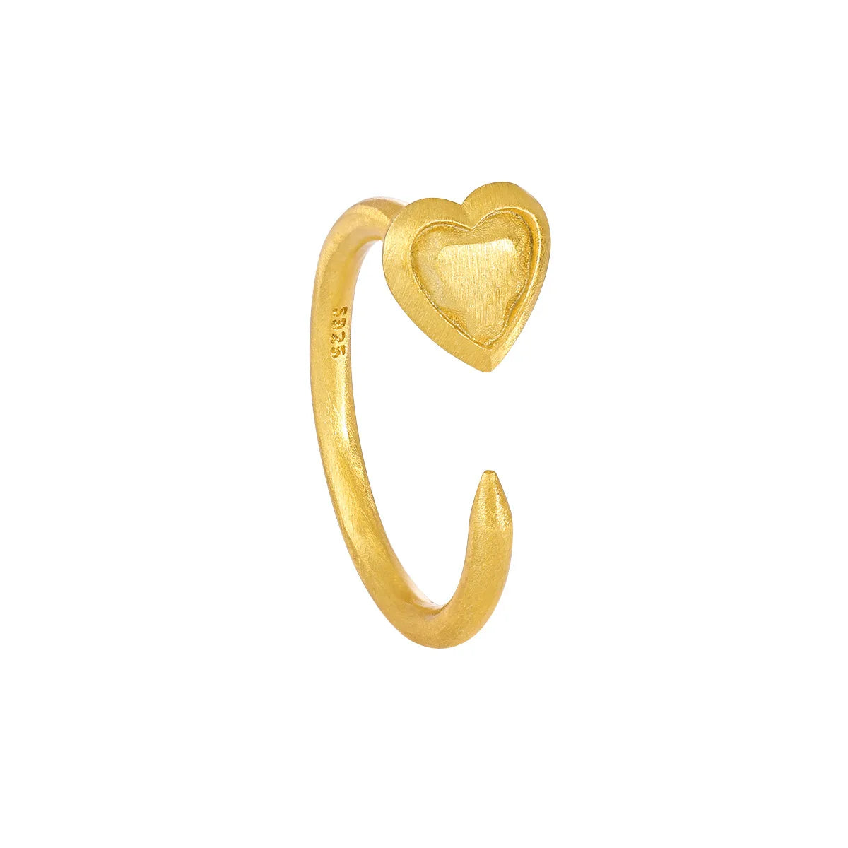 18K Gold Plated Sterling Silver Heart Shape Open Rings