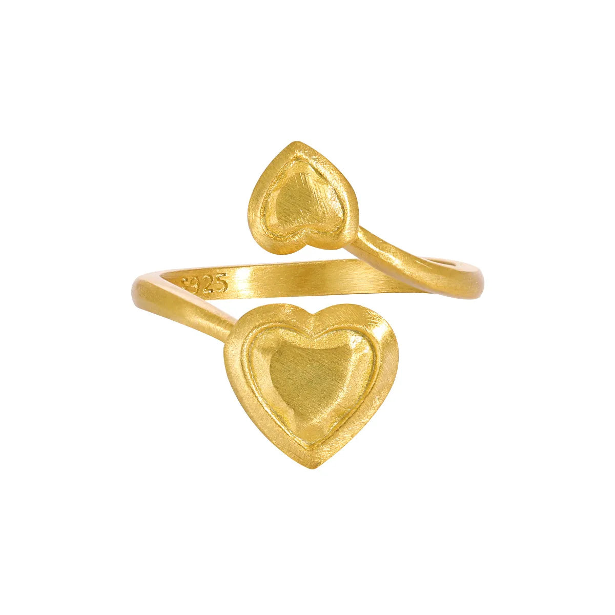 18K Gold Plated Sterling Silver Heart Shape Open Rings