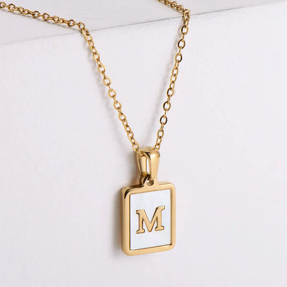 Simple Style Letter Titanium Steel Plating Pendant Necklace