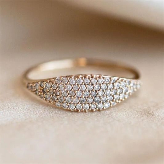 18k Simple Fashion Full Micro-Inlaid Zircon Copper Geometric Ring Wholesale Nihaojewelry