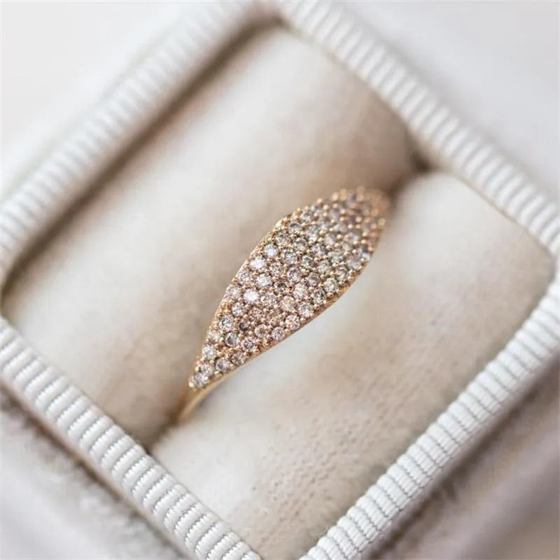 18k Simple Fashion Full Micro-Inlaid Zircon Copper Geometric Ring Wholesale Nihaojewelry