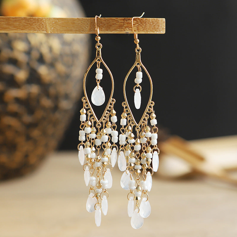 1 Pair Fashion Geometric Alloy Seed Bead Plating Women's Drop Earrings