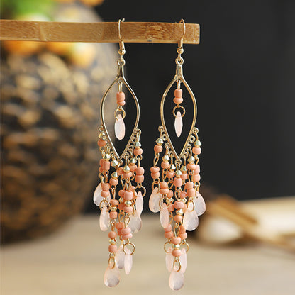 1 Pair Fashion Geometric Alloy Seed Bead Plating Women's Drop Earrings