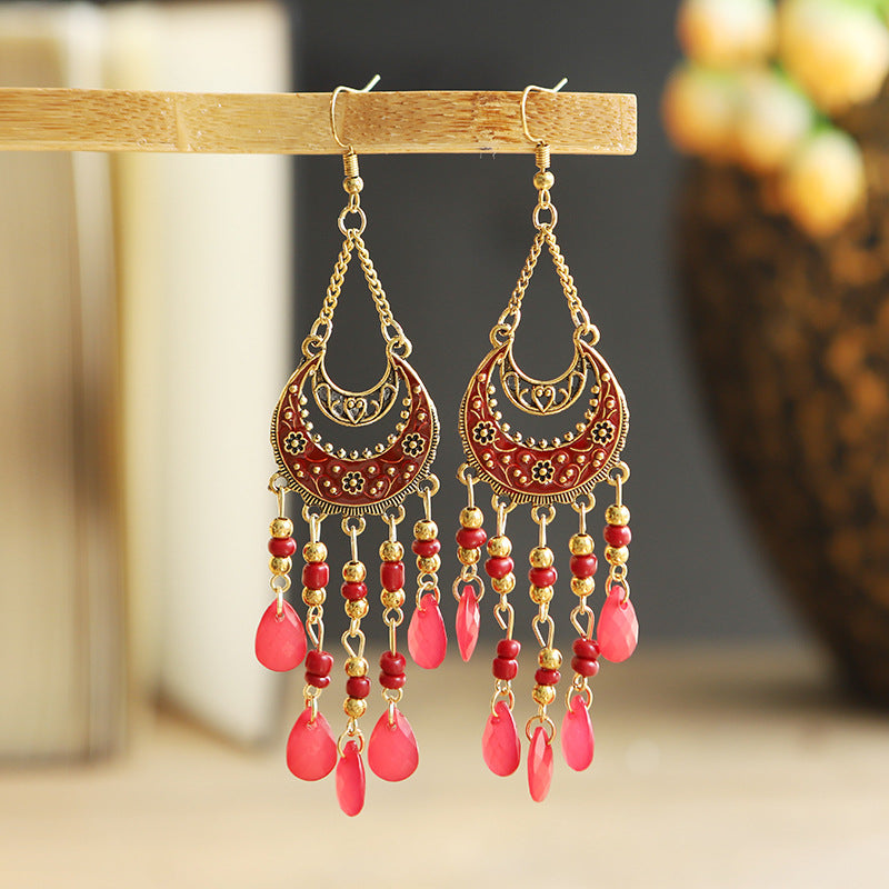 1 Pair Bohemian Moon Alloy Plating Women's Drop Earrings