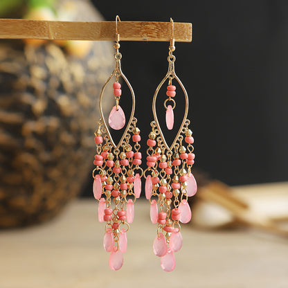 1 Pair Fashion Geometric Alloy Seed Bead Plating Women's Drop Earrings