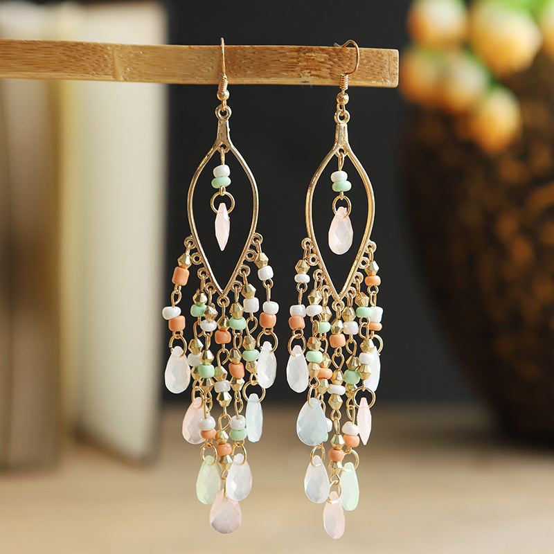 1 Pair Fashion Geometric Alloy Seed Bead Plating Women's Drop Earrings