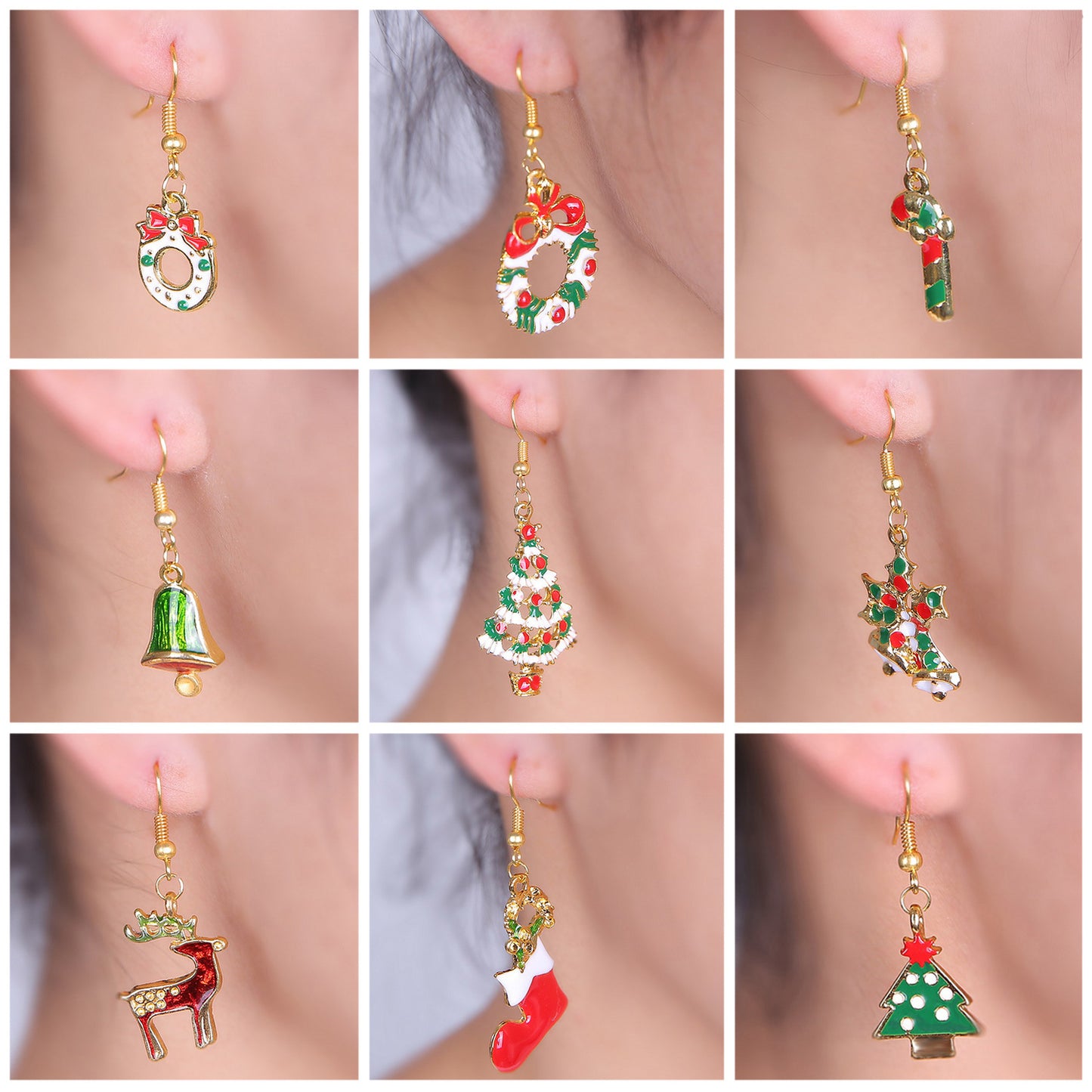 Fashion Christmas Tree Bow Knot Alloy Enamel Women's Drop Earrings 1 Pair