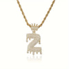 1PC Personalized Name Letter Charm Necklace Bling Bling Full Diamond Cuban Link Unisex Name Initials Pendant Necklace With Crown