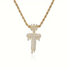1PC Personalized Name Letter Charm Necklace Bling Bling Full Diamond Cuban Link Unisex Name Initials Pendant Necklace With Crown