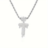 1PC Personalized Name Letter Charm Necklace Bling Bling Full Diamond Cuban Link Unisex Name Initials Pendant Necklace With Crown