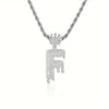 1PC Personalized Name Letter Charm Necklace Bling Bling Full Diamond Cuban Link Unisex Name Initials Pendant Necklace With Crown