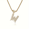 1PC Personalized Name Letter Charm Necklace Bling Bling Full Diamond Cuban Link Unisex Name Initials Pendant Necklace With Crown