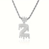 1PC Personalized Name Letter Charm Necklace Bling Bling Full Diamond Cuban Link Unisex Name Initials Pendant Necklace With Crown
