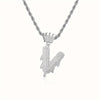 1PC Personalized Name Letter Charm Necklace Bling Bling Full Diamond Cuban Link Unisex Name Initials Pendant Necklace With Crown