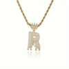1PC Personalized Name Letter Charm Necklace Bling Bling Full Diamond Cuban Link Unisex Name Initials Pendant Necklace With Crown