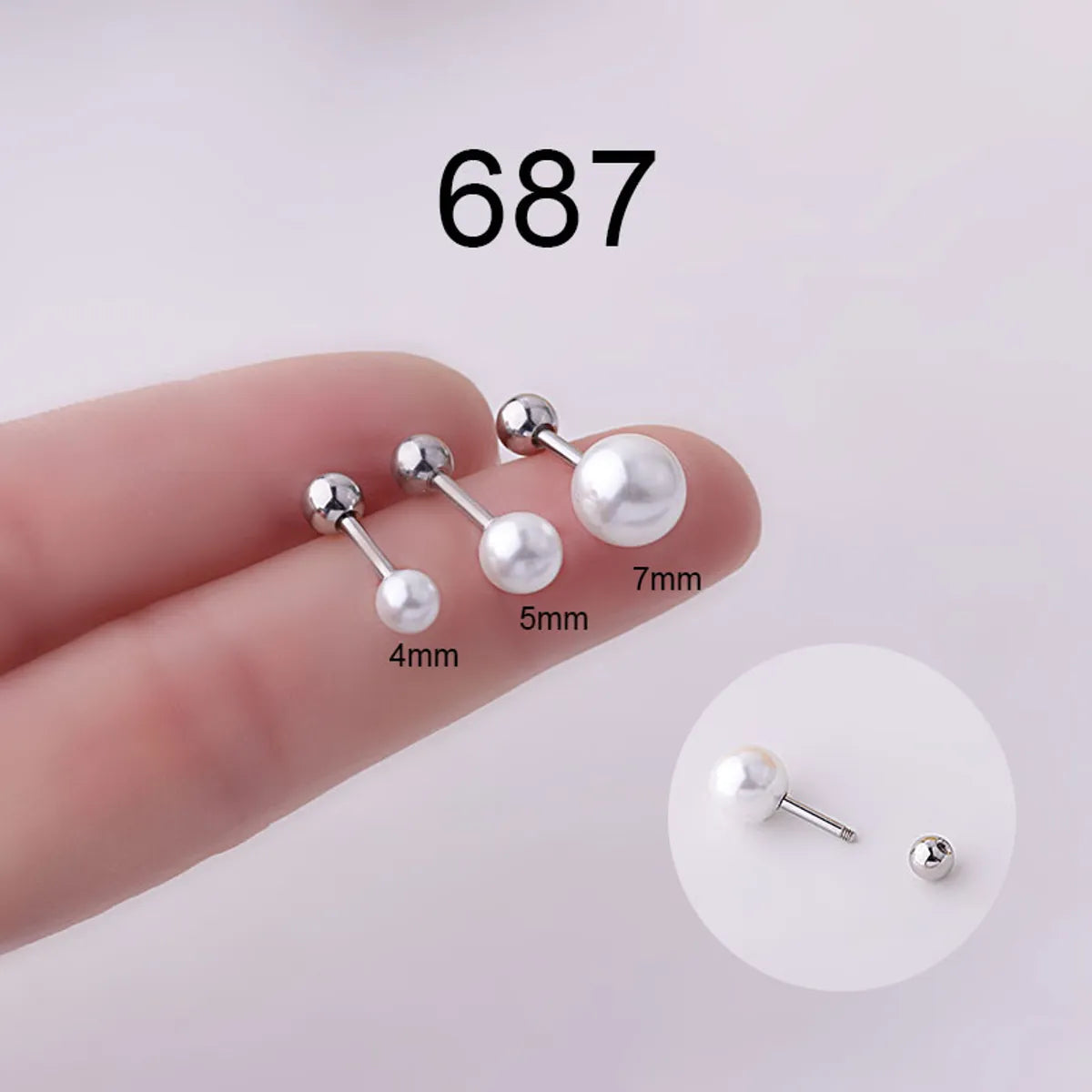 Ear Cartilage Rings & Studs Fashion Geometric 316 Stainless Steel  Imitation Pearl