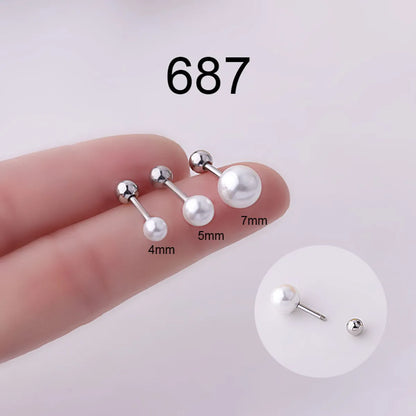 Ear Cartilage Rings & Studs Fashion Geometric 316 Stainless Steel  Imitation Pearl