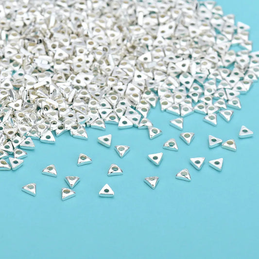 1G Per Pack 2.5*2.5mm 2.8*2.8mm 2*2mm Sterling Silver Triangle Polished Beads Spacer Bars