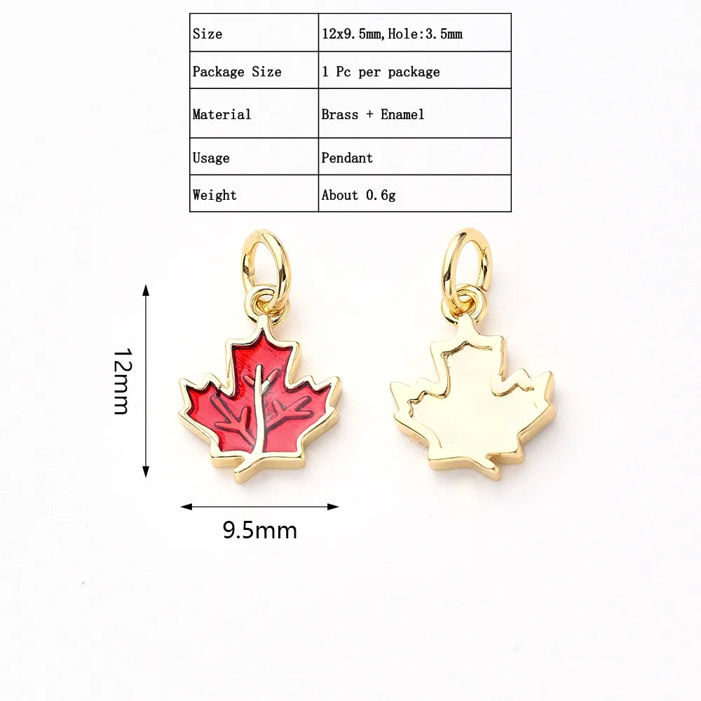 1Pc/Package 12x9.5mm Hole 3~3.9mm Copper White Gold Plated Gold Plated Maple Leaf Polished Pendant