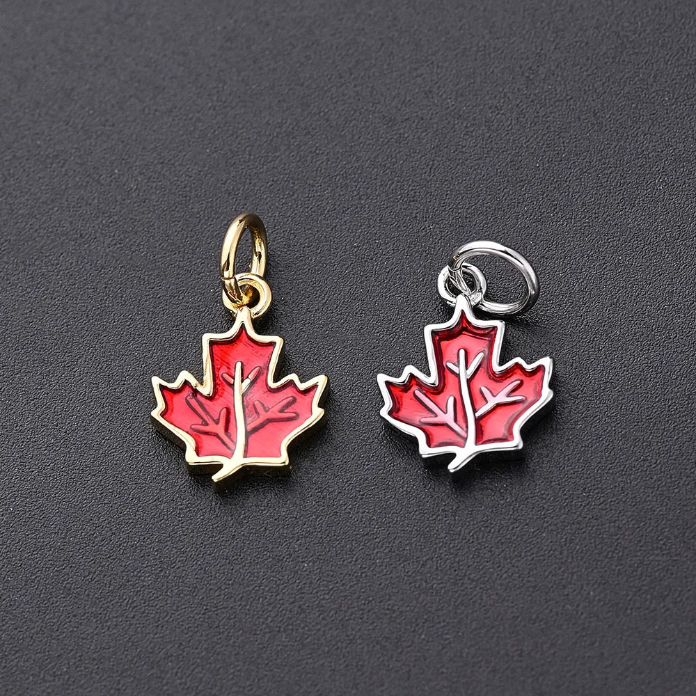 1Pc/Package 12x9.5mm Hole 3~3.9mm Copper White Gold Plated Gold Plated Maple Leaf Polished Pendant