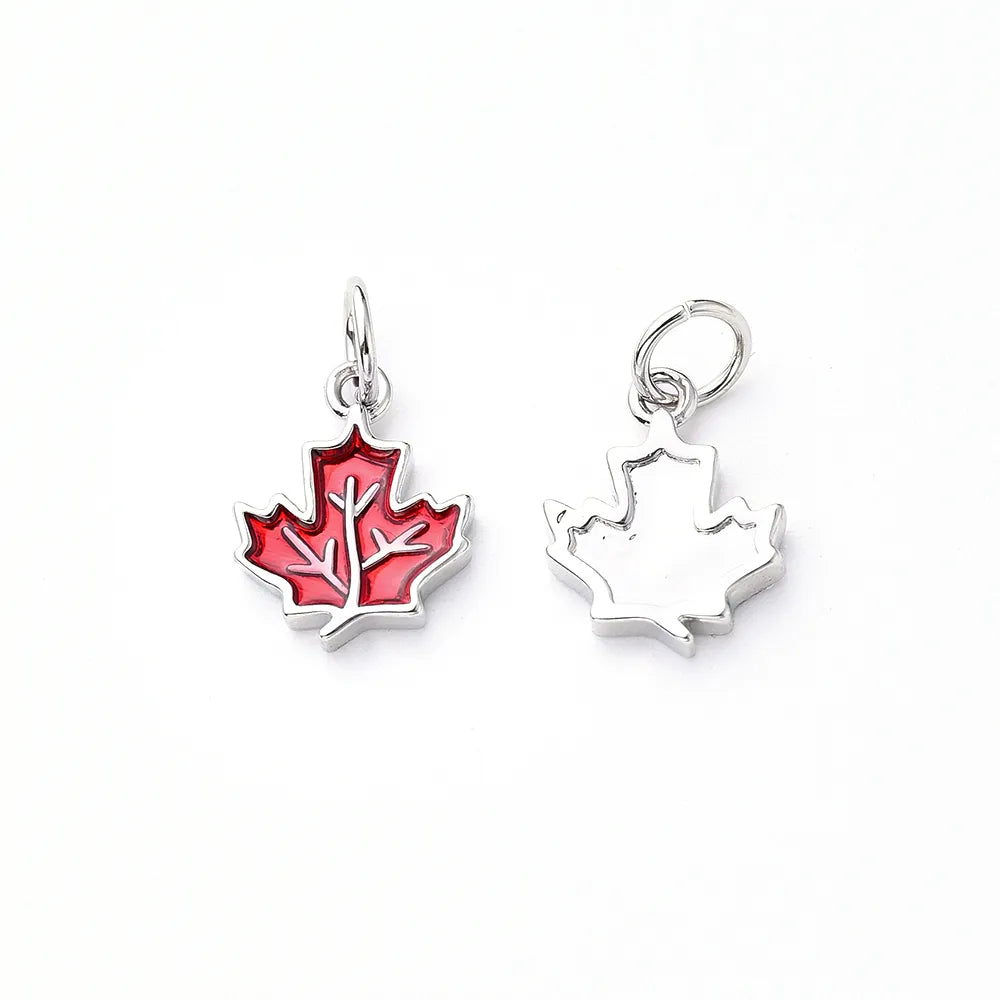 1Pc/Package 12x9.5mm Hole 3~3.9mm Copper White Gold Plated Gold Plated Maple Leaf Polished Pendant