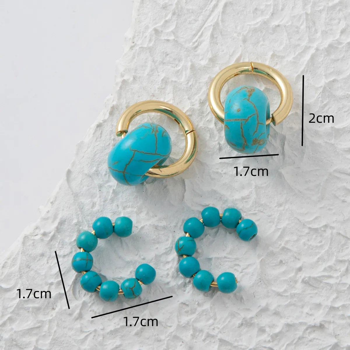 2 Pairs Bohemian C Shape Stainless Steel Stone Ear Cuffs Earrings