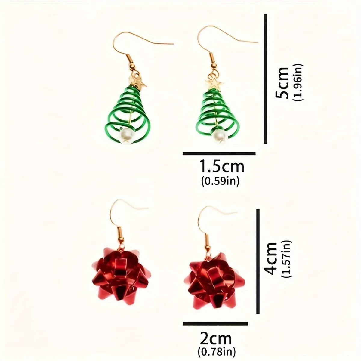 2 Pairs Cartoon Style Cute Christmas Tree Flower Iron Drop Earrings