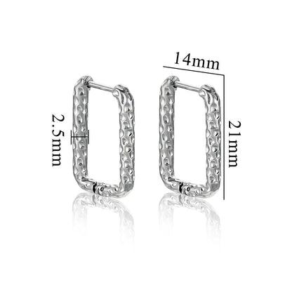 2 PCS/Package Simple Style Rectangle 304 Stainless Steel Earrings