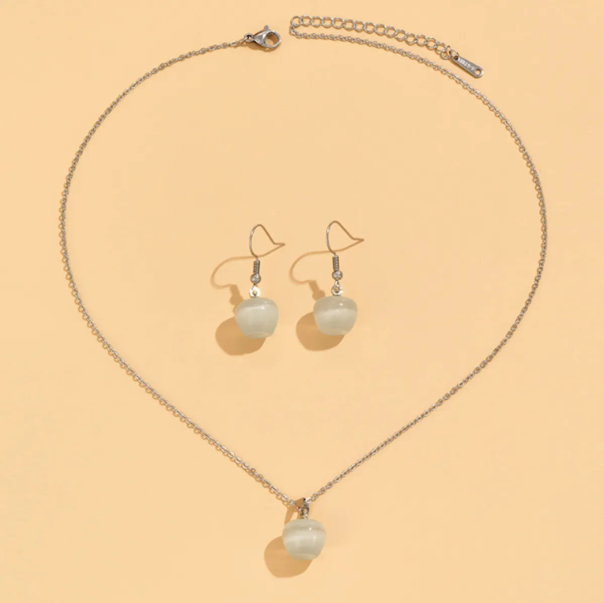 2 Piece Set Fashion Apple Stainless Steel Jewelry Set