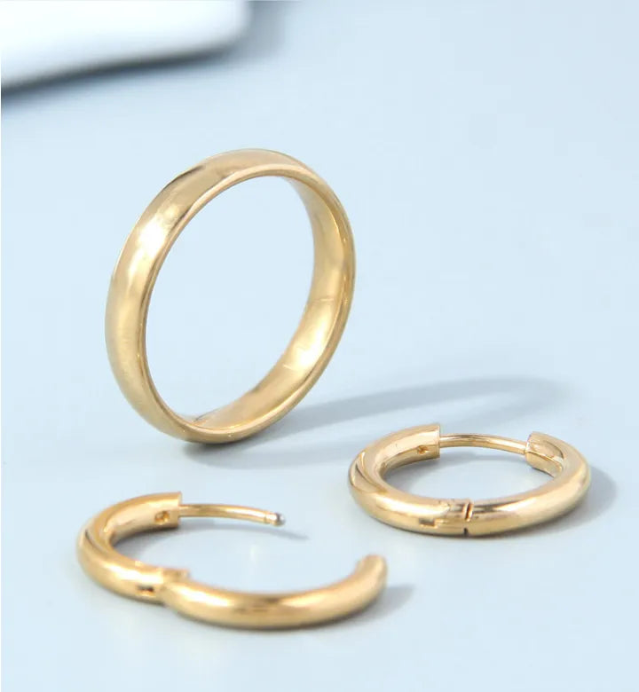 2 Piece Set Fashion Circle Stainless Steel Plating Men'S Rings Earrings